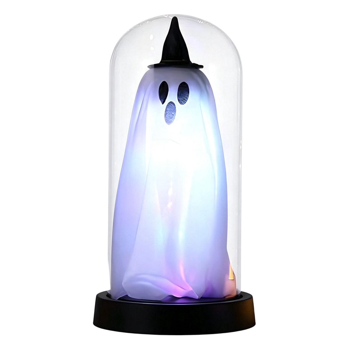 Darzheoy Halloween Decoration Ghost Cloche Lamp, with 3 Mini Figurines, Halloween Ghost Spooky, White Warm Glow, 1 Count