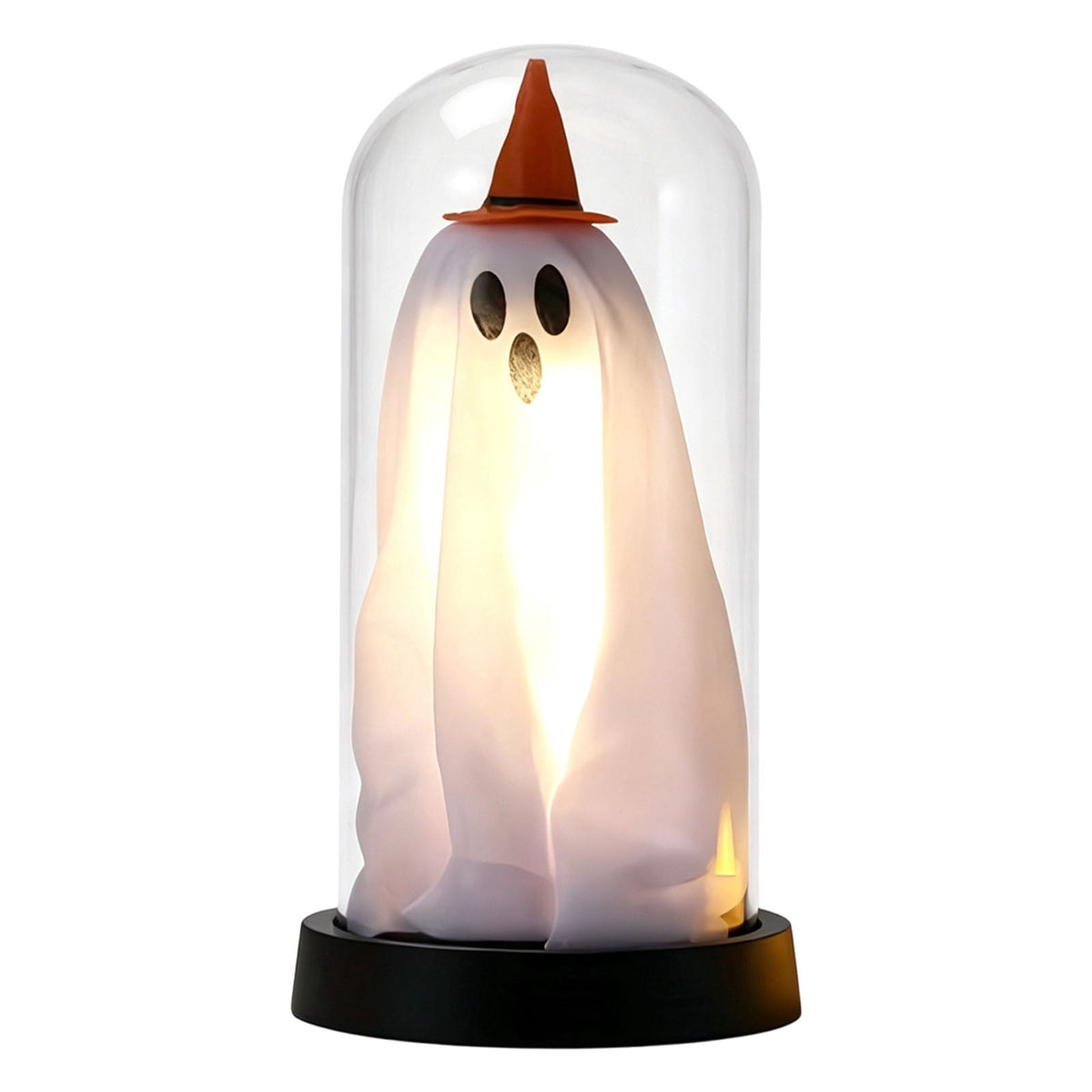 Darzheoy Halloween Decoration Ghost Cloche Lamp, with 3 Mini Figurines, Halloween Ghost Spooky, White Warm Glow, 1 Count