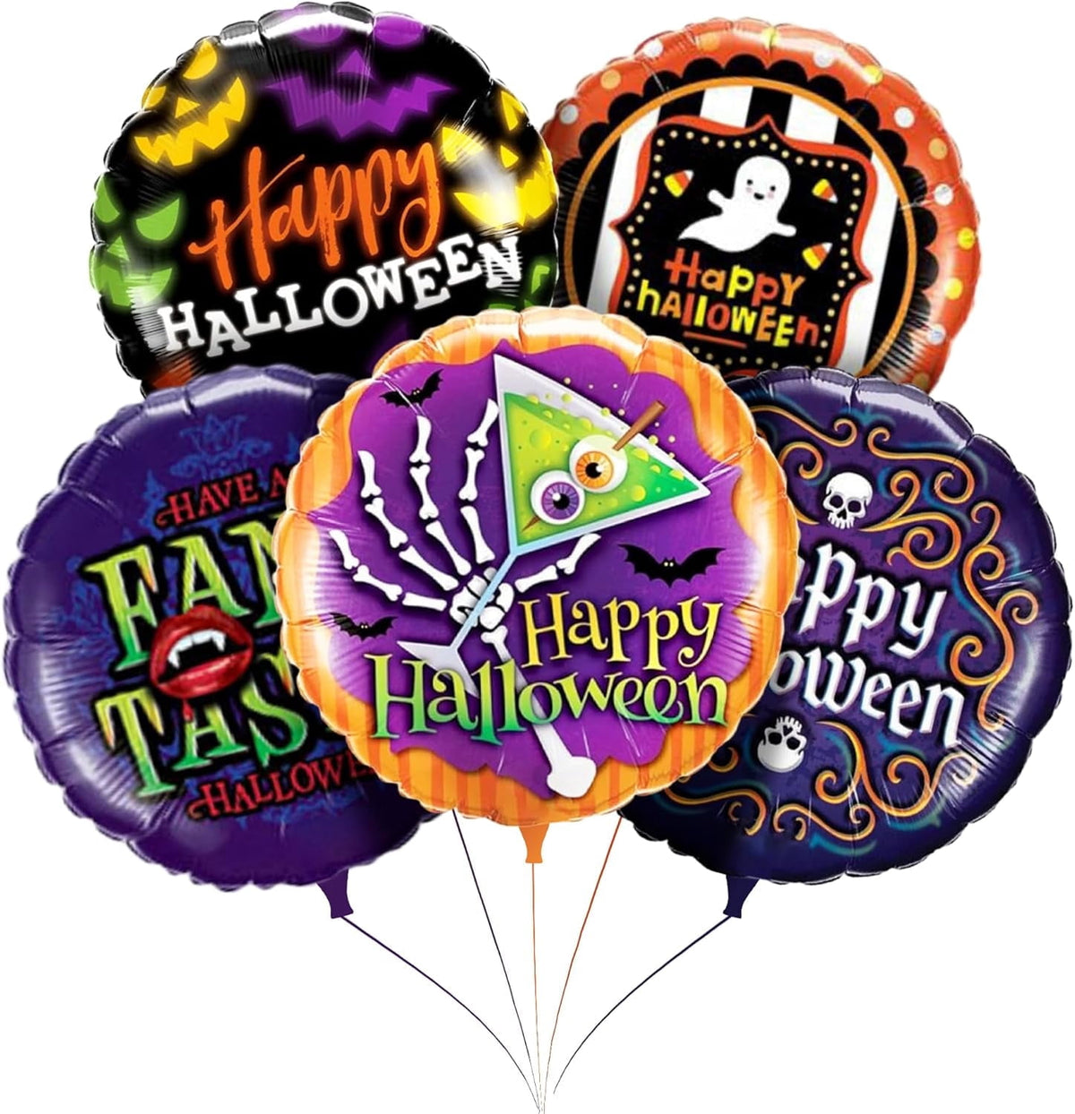 PMU Halloween Party Decoration "Happy Halloween" Jack Faces Aglow 18 Inch Mylar-Foil Balloon (1pkg) Pkg/1