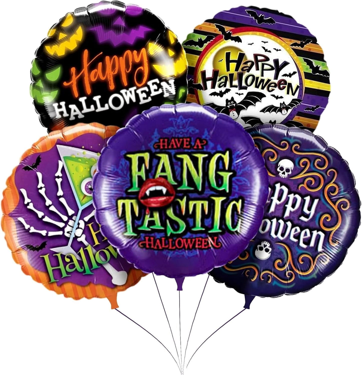 PMU Halloween Party Decoration "Happy Halloween" Jack Faces Aglow 18 Inch Mylar-Foil Balloon (1pkg) Pkg/1