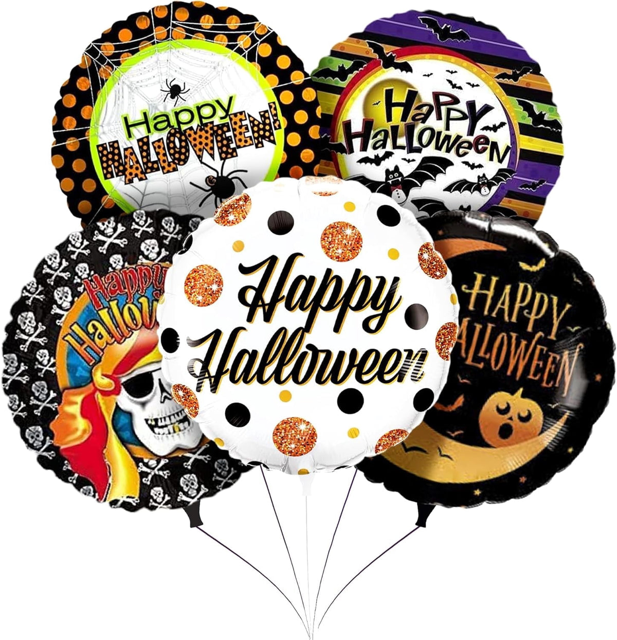 PMU Halloween Party Decoration "Happy Halloween" Jack Faces Aglow 18 Inch Mylar-Foil Balloon (1pkg) Pkg/1