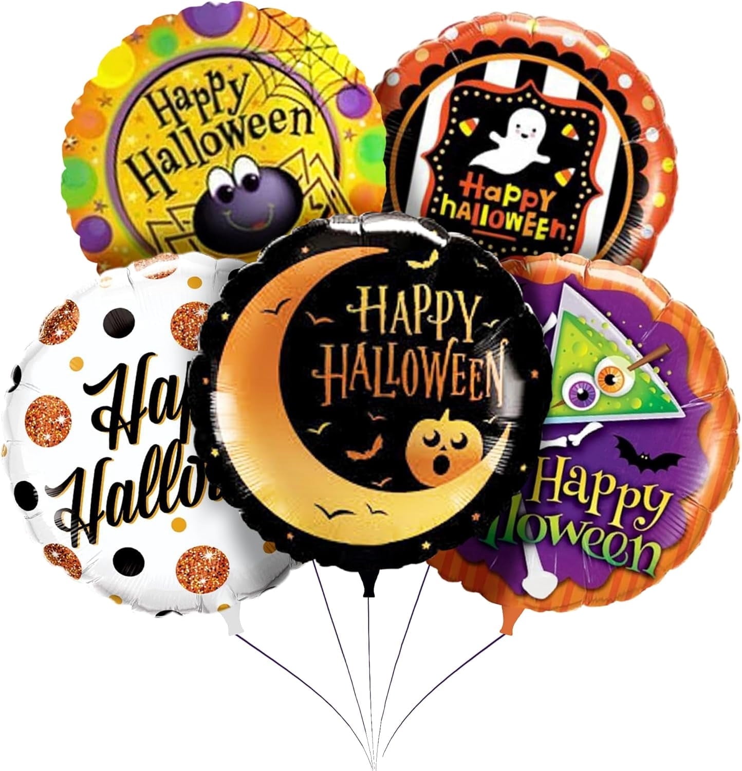 PMU Halloween Party Decoration "Happy Halloween" Jack Faces Aglow 18 Inch Mylar-Foil Balloon (1pkg) Pkg/1
