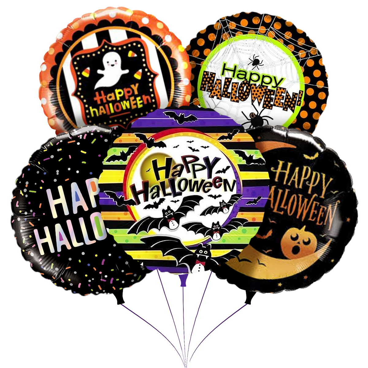 PMU Halloween Party Decoration "Happy Halloween" Jack Faces Aglow 18 Inch Mylar-Foil Balloon (1pkg) Pkg/1
