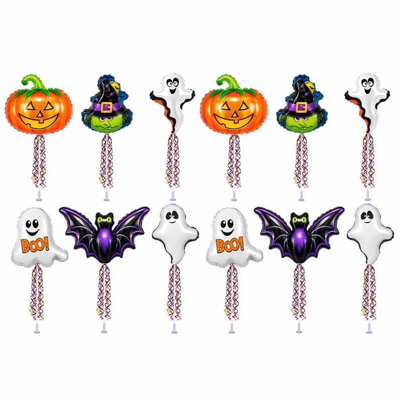 PMU Halloween Pre-Inflated Balloons "Whimsical Pumpkin" 9 Inch Air-Filled Pre-inflated with a Cup and a Stick (1/Pkg) Pkg/1