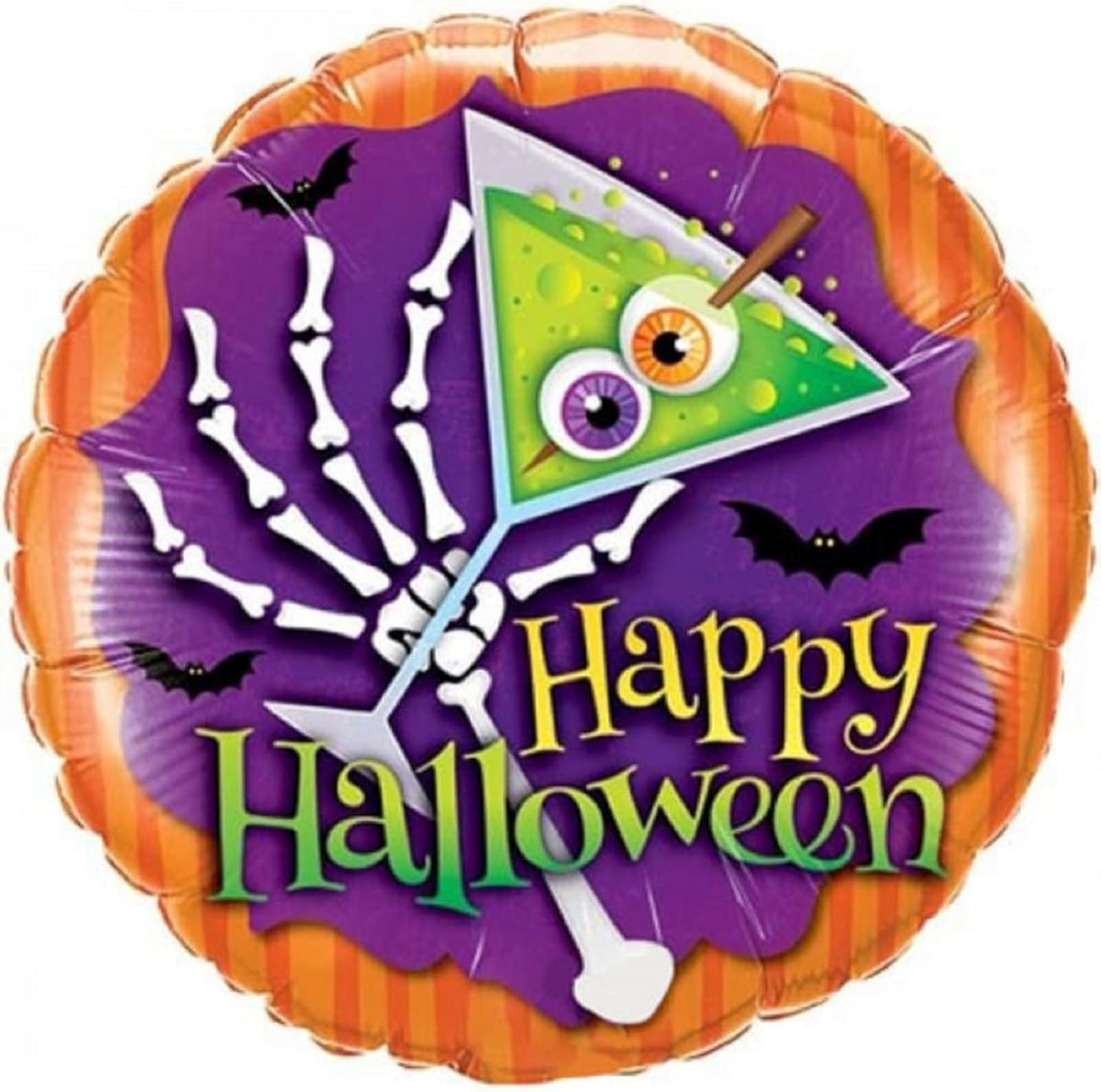 PMU Halloween Party Decoration "Happy Halloween" Jack Faces Aglow 18 Inch Mylar-Foil Balloon (1pkg) Pkg/1