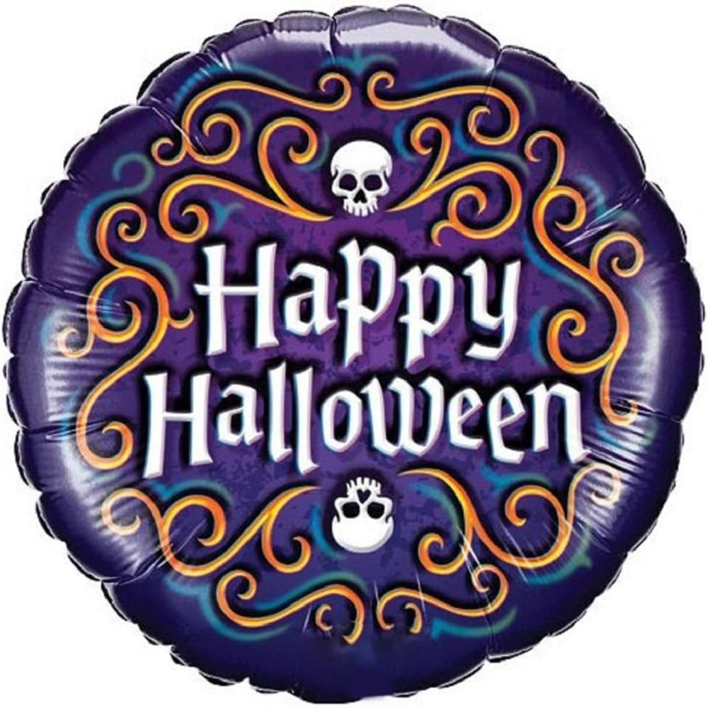 PMU Halloween Party Decoration "Happy Halloween" Jack Faces Aglow 18 Inch Mylar-Foil Balloon (1pkg) Pkg/1