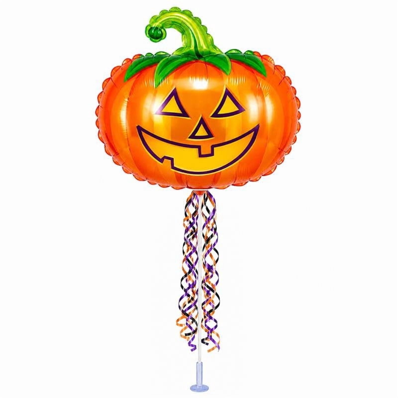 PMU Halloween Pre-Inflated Balloons "Whimsical Pumpkin" 9 Inch Air-Filled Pre-inflated with a Cup and a Stick (1/Pkg) Pkg/1