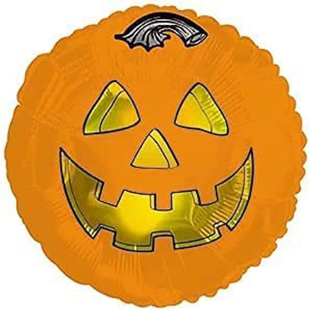 PMU Halloween Party Decoration "Happy Halloween" Jack Faces Aglow 18 Inch Mylar-Foil Balloon (1pkg) Pkg/1