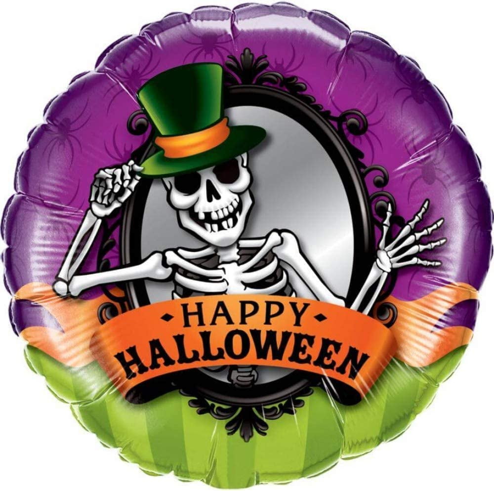 PMU Halloween Party Decoration "Happy Halloween" Jack Faces Aglow 18 Inch Mylar-Foil Balloon (1pkg) Pkg/1