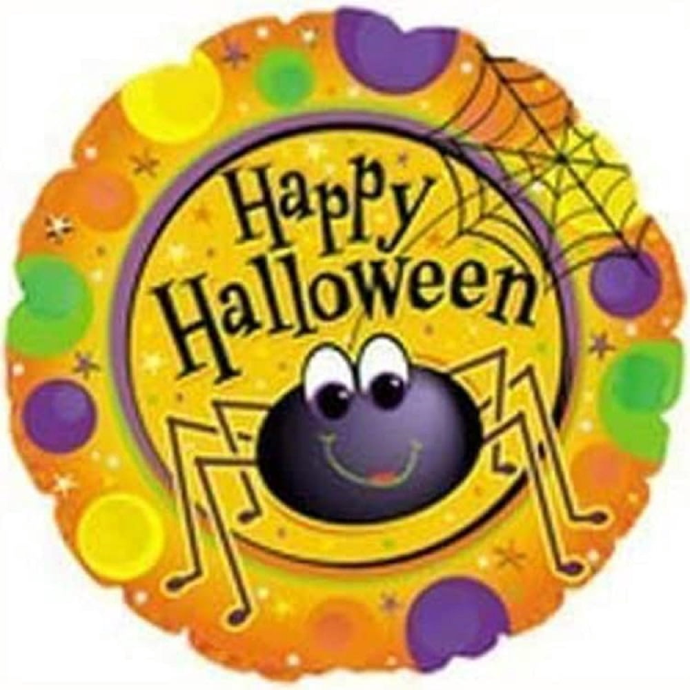 PMU Halloween Party Decoration "Happy Halloween" Jack Faces Aglow 18 Inch Mylar-Foil Balloon (1pkg) Pkg/1