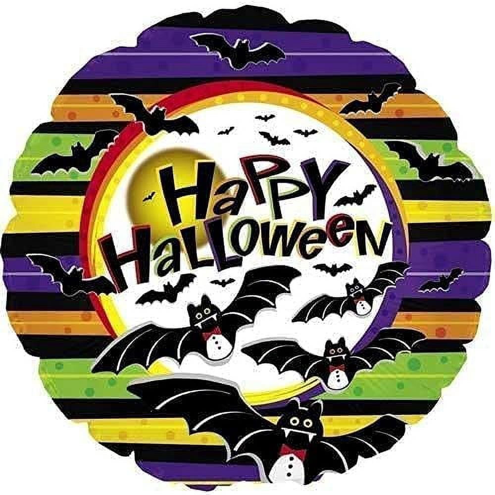 PMU Halloween Party Decoration "Happy Halloween" Jack Faces Aglow 18 Inch Mylar-Foil Balloon (1pkg) Pkg/1