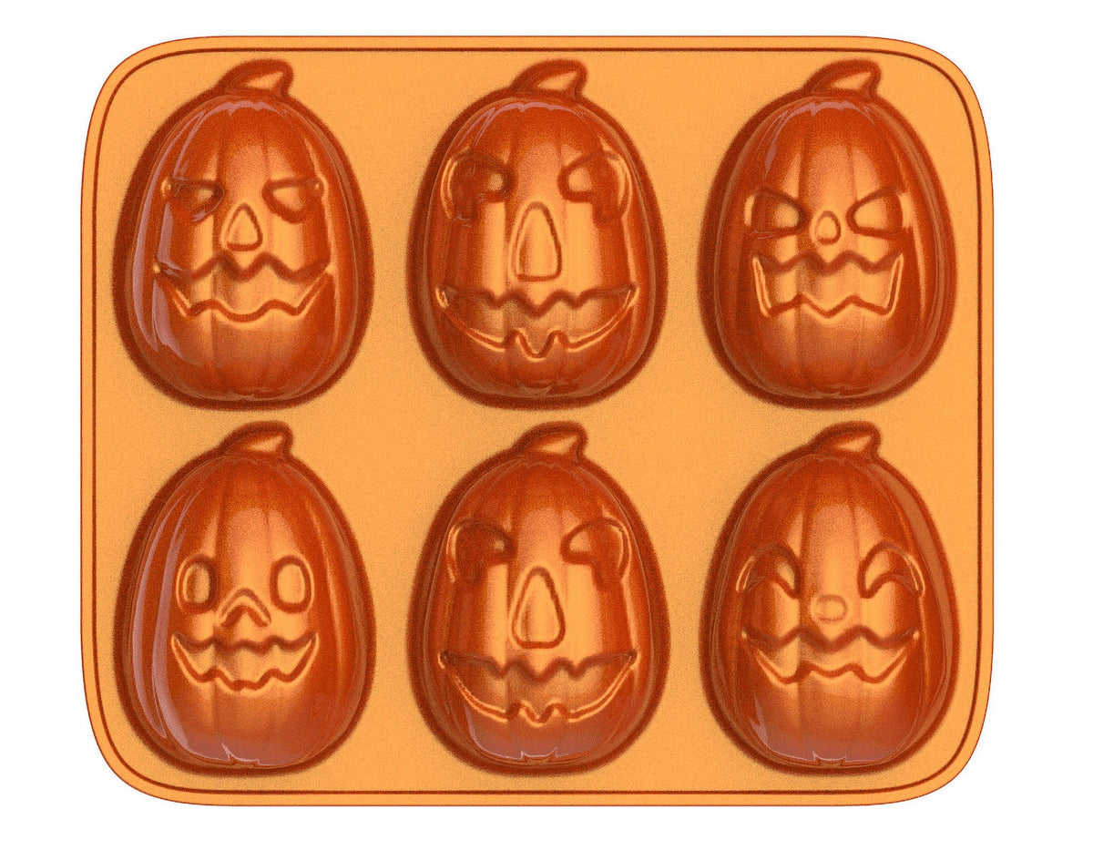 Way To Celebrate Pumpkin Cast Aluminum 6-Cavity Baking Pan, Orange Iridescent