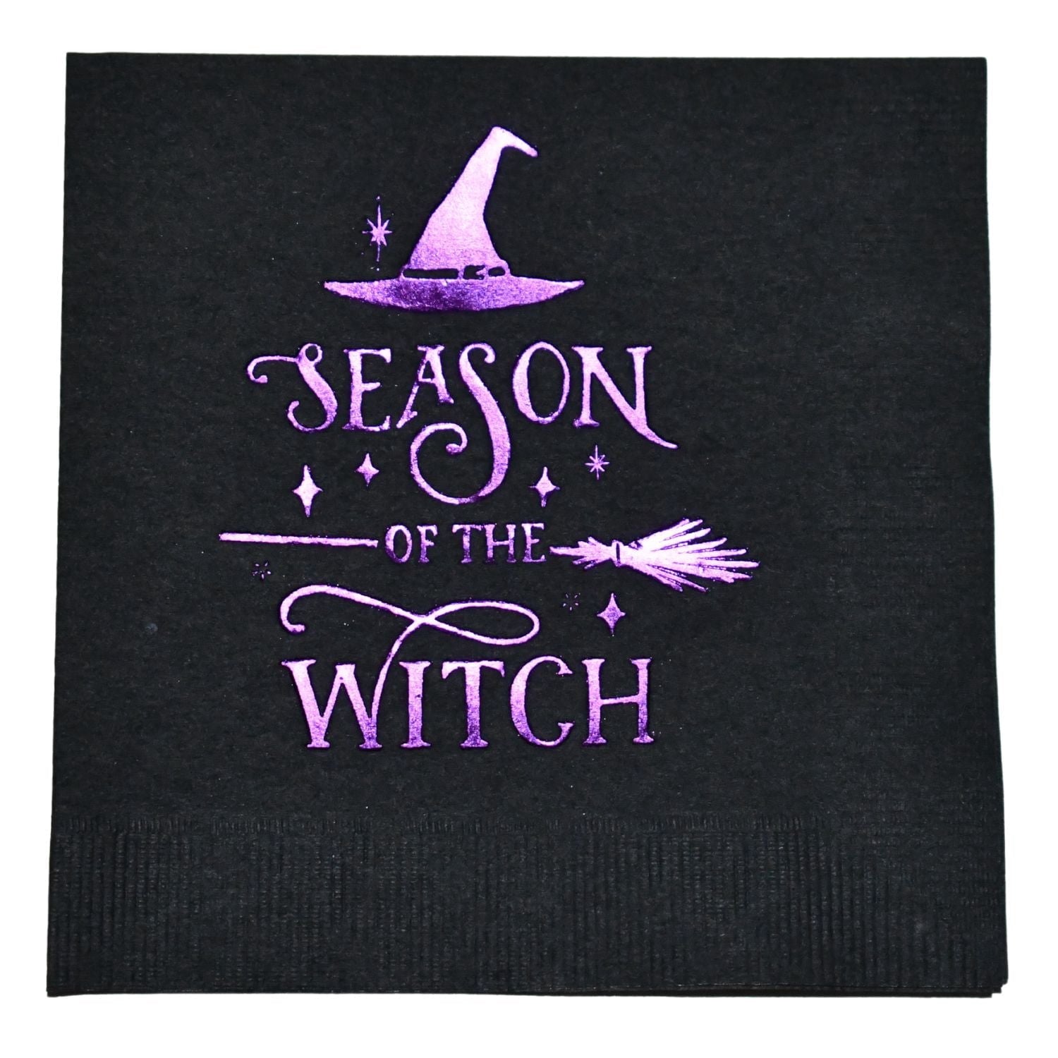 Paper Frenzy Season of the Witch Halloween Party Cocktail Napkins - 50 pack, black