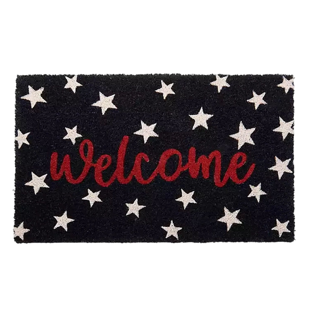 Patriotic Door Mat 4th of July Bow Flag Floor Doormats Independence Day Star Welcome Non Slip Mats for Front Porch Decor 16*24in Black