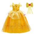 CHOYURME CHONYURM Girls Yellow Princess Costume Off Shoulder Dress with Accessories