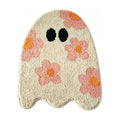Pink Ghost Shaped Halloween Bath Mat, Boho Vintage Floral Funky Halloween Bath Mat for Bathroom Aesthetic Decorations, Rugs Non-Slip Washable Multicolor
