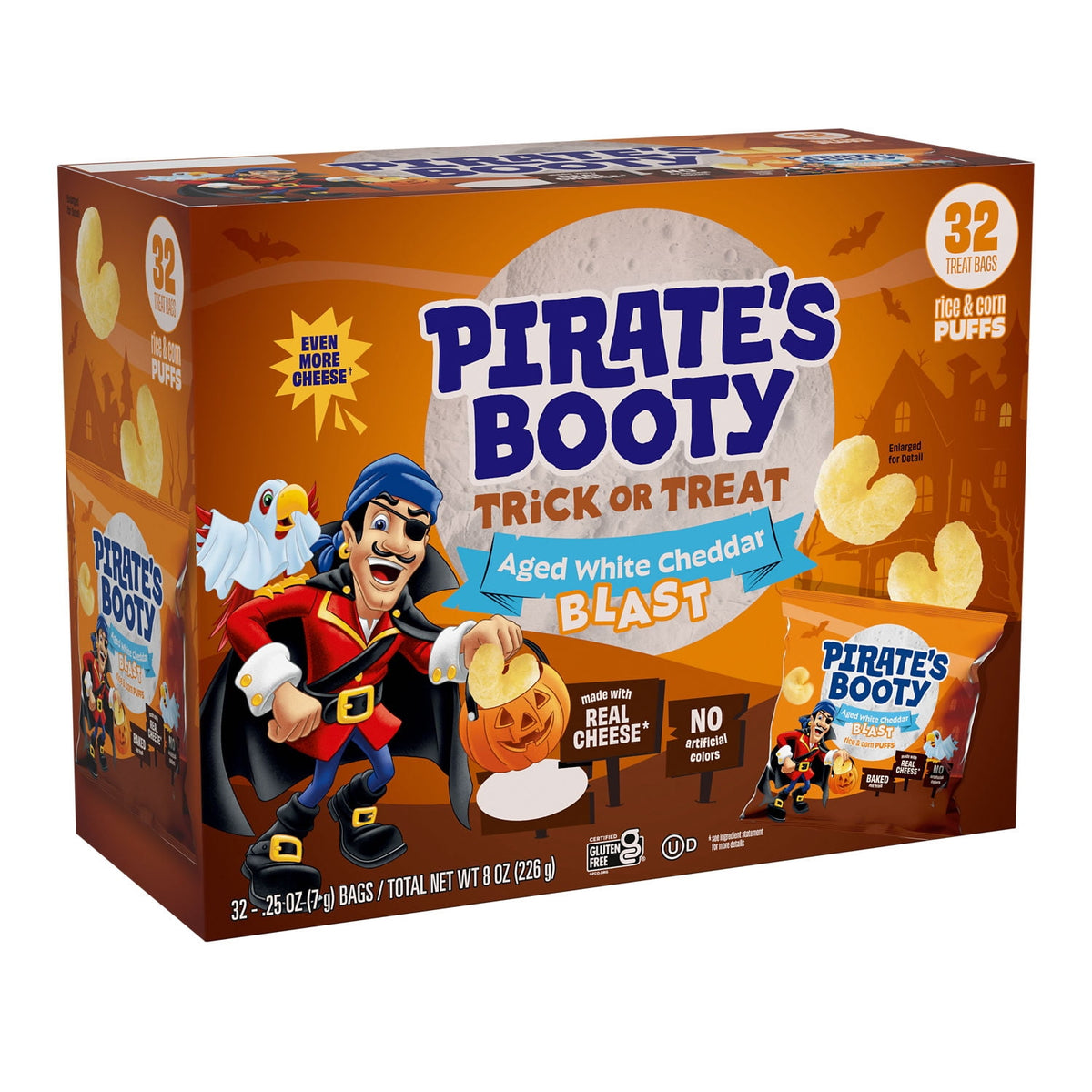 PIRATE'S BOOTY Aged White Cheddar Blast, Cheese Puffs Bags, .25 oz (32 Count)