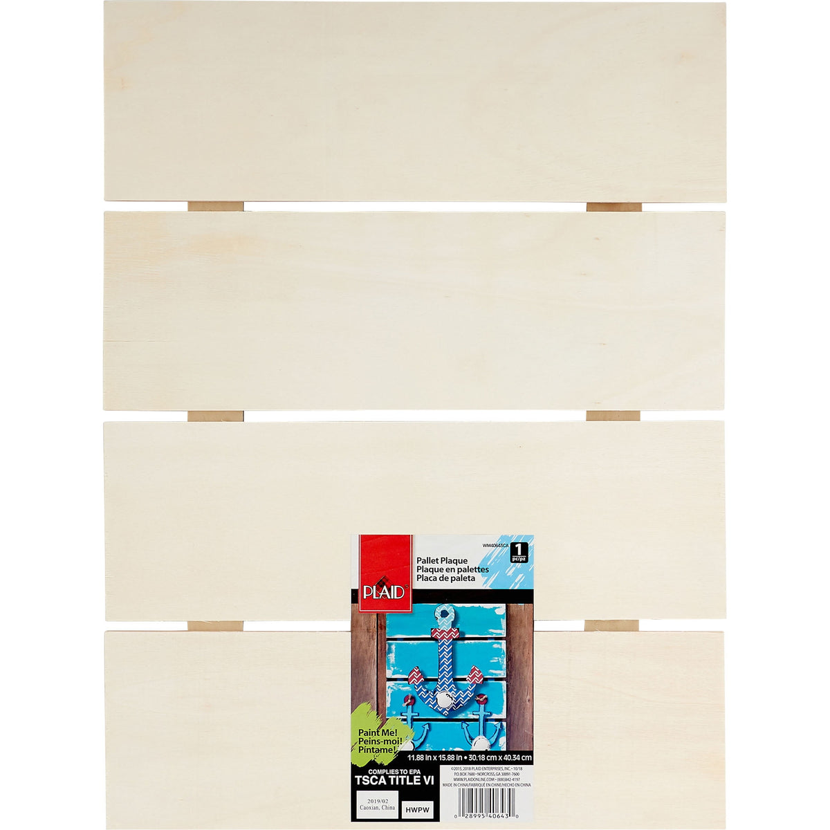 Plaid Unfinished Rectangle Wood Pallet Plaque, 15.9 in x 11.9 in