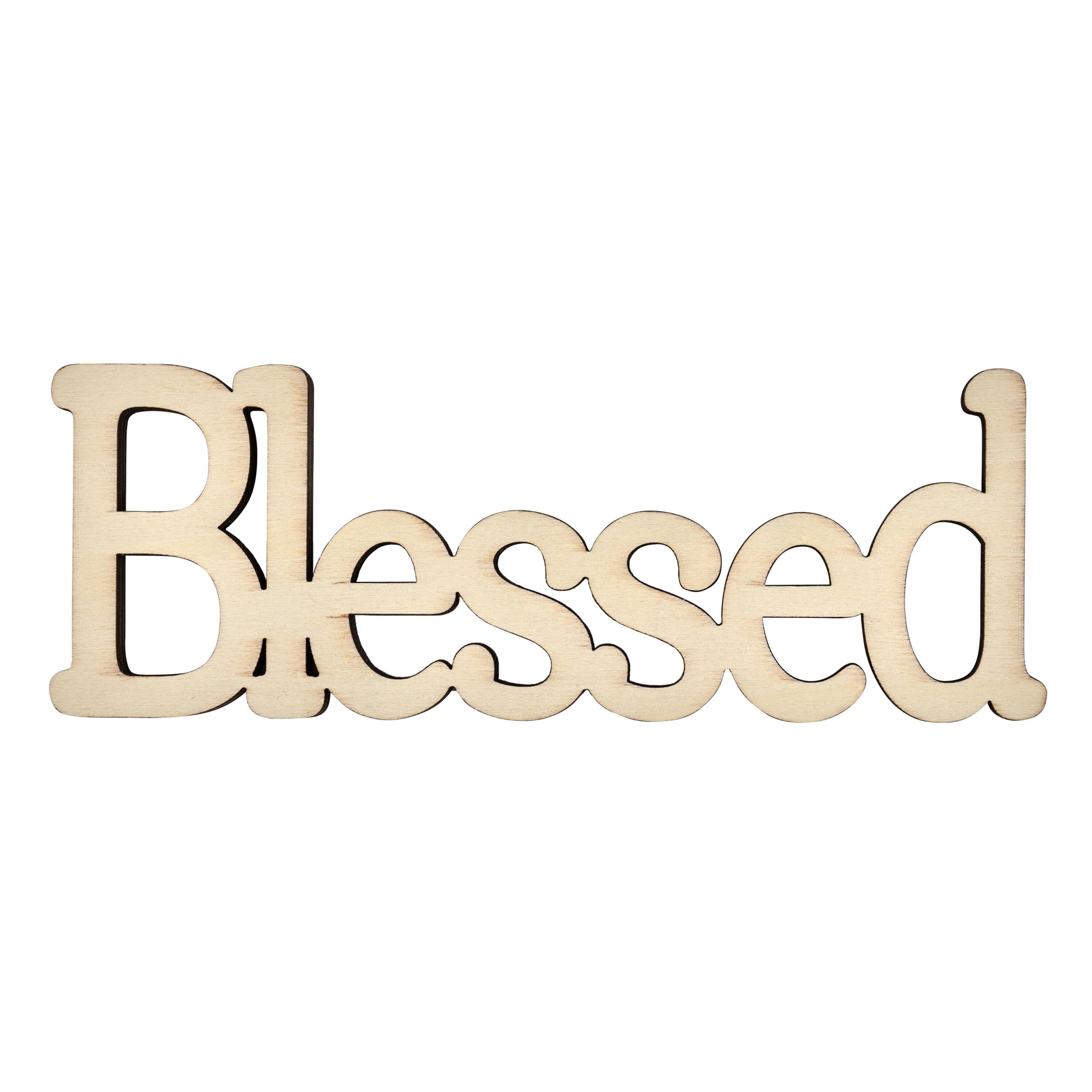 (3 pack) Plaid Unpainted Wood Surfaces, Blessed, 7"