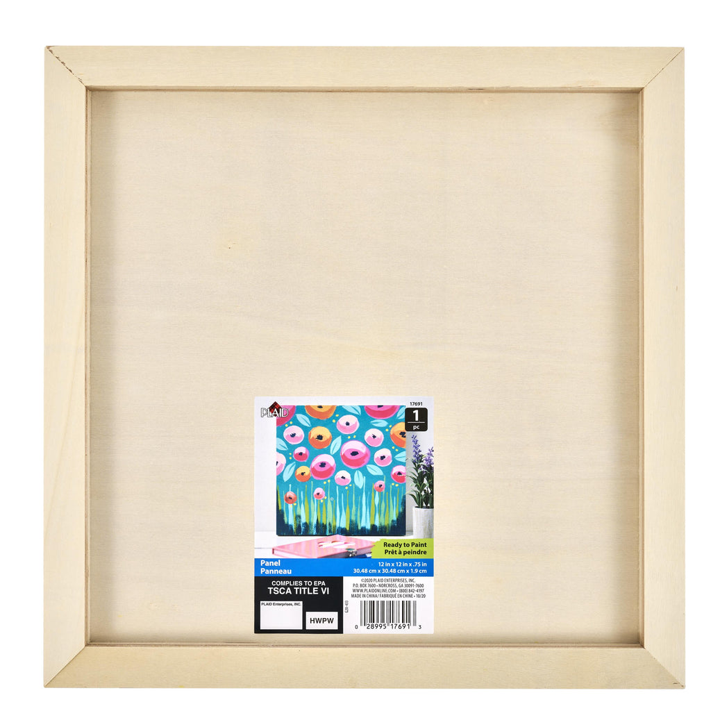 Plaid Wood Surface, Square Wood Panel, 1 Piece, 12" x 12"