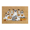 QLUEWX Halloween Doormat 24x16 Inch, Ghost Dog Pumpkin Natural Coir Front Door Mat, Non-Slip Absorbent Entrance Rug, Spooky Fall Decor Floor Mat for Porch Bathroom