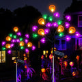 Qoosea 2 packs 40 LED Solar Halloween Lights, 2 Modes Halloween Bats Spiders Pumpkin Lights for Outdoor Decorations, Waterproof Stakes for Garden Yard Pathway Walkway