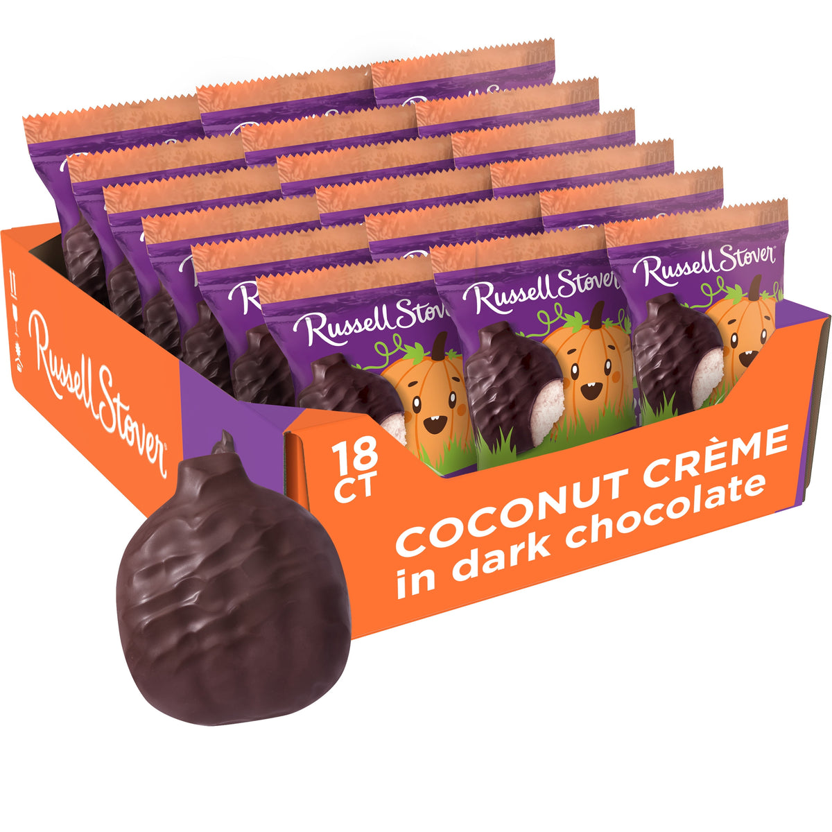 RUSSELL STOVER Halloween Milk Chocolate Chocolate Truffle Pumpkin, 1.3 oz.