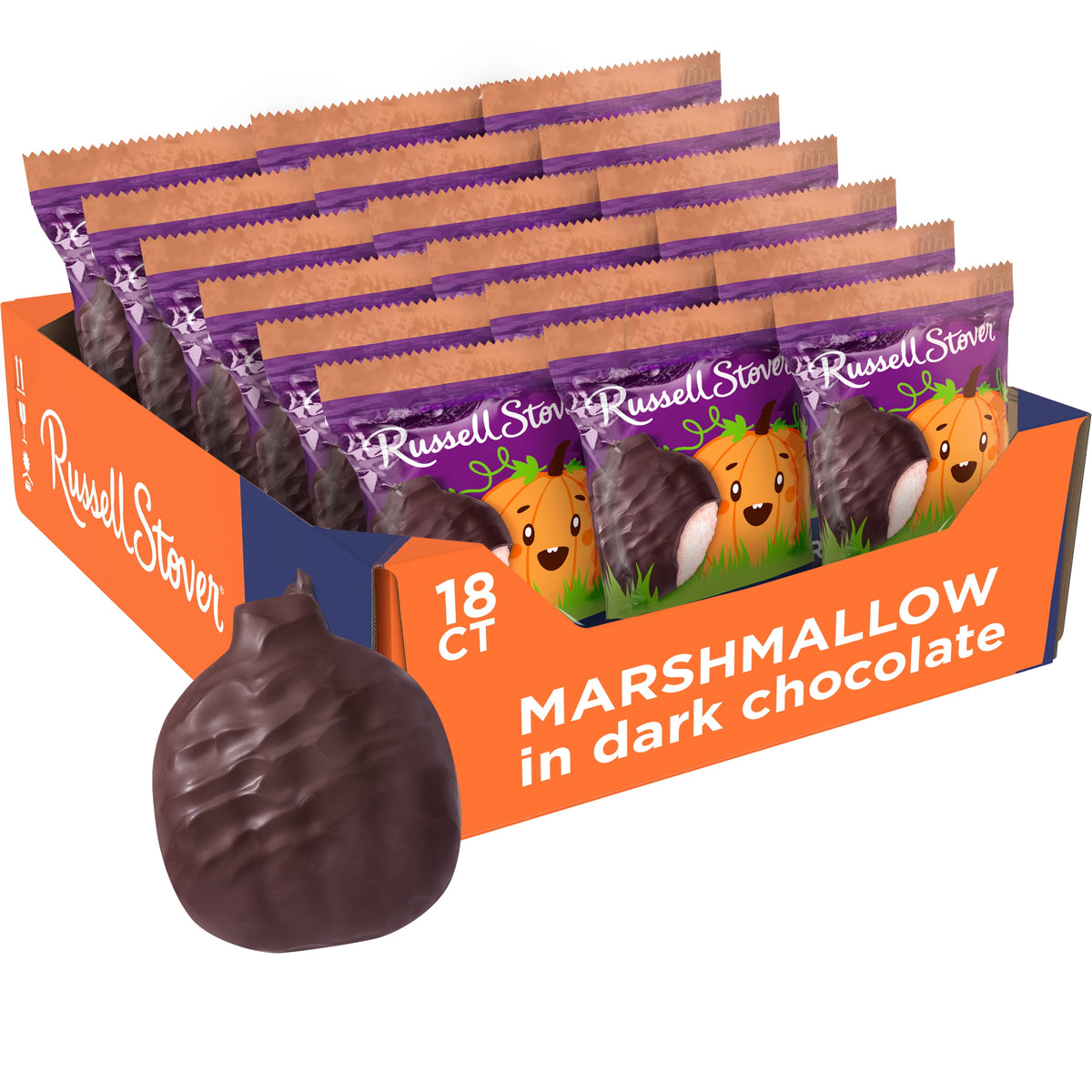 RUSSELL STOVER Halloween Dark Chocolate Marshmallow Pumpkin, 1.3 oz.