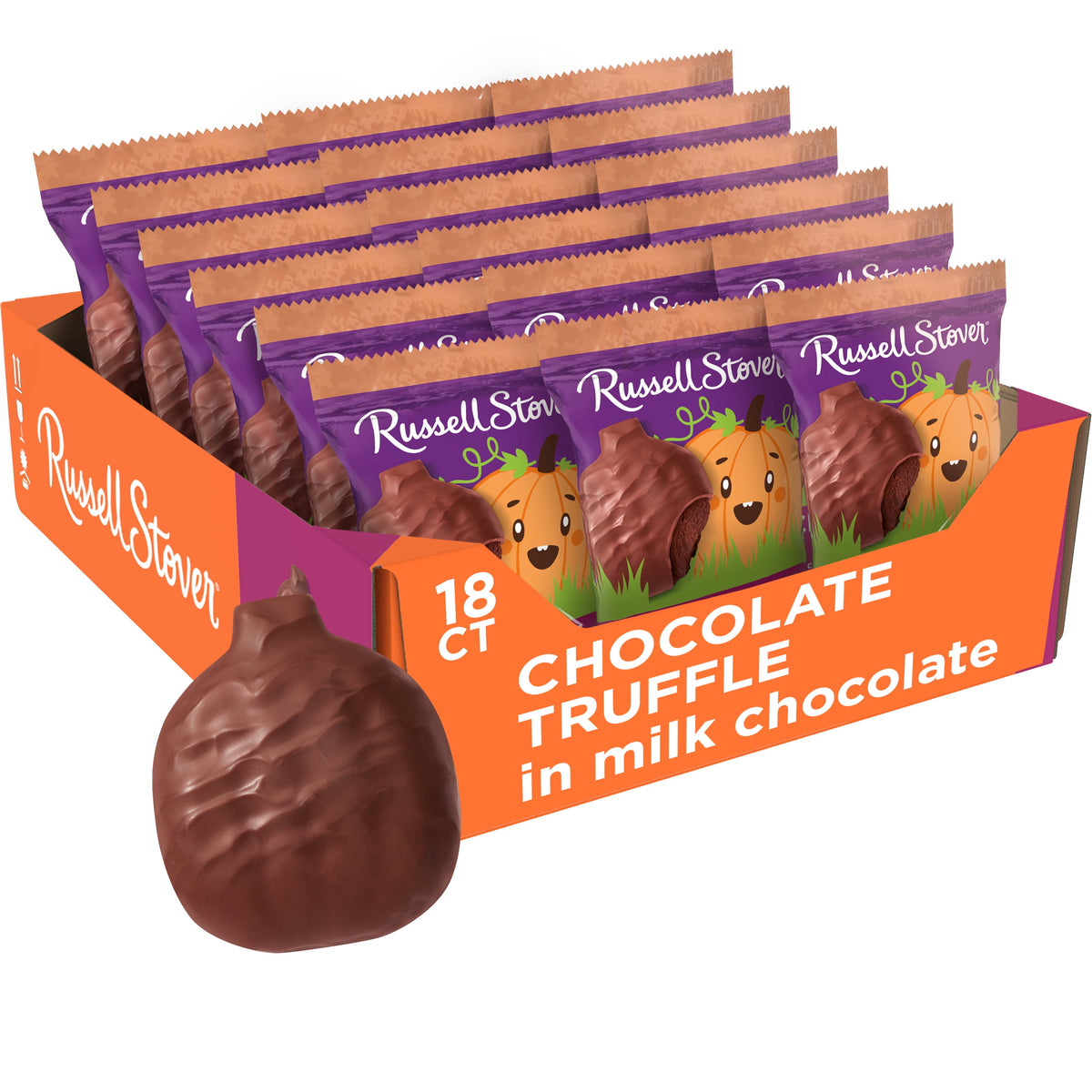 RUSSELL STOVER Halloween Dark Chocolate Raspberry Crème Pumpkin, 1.3 oz.