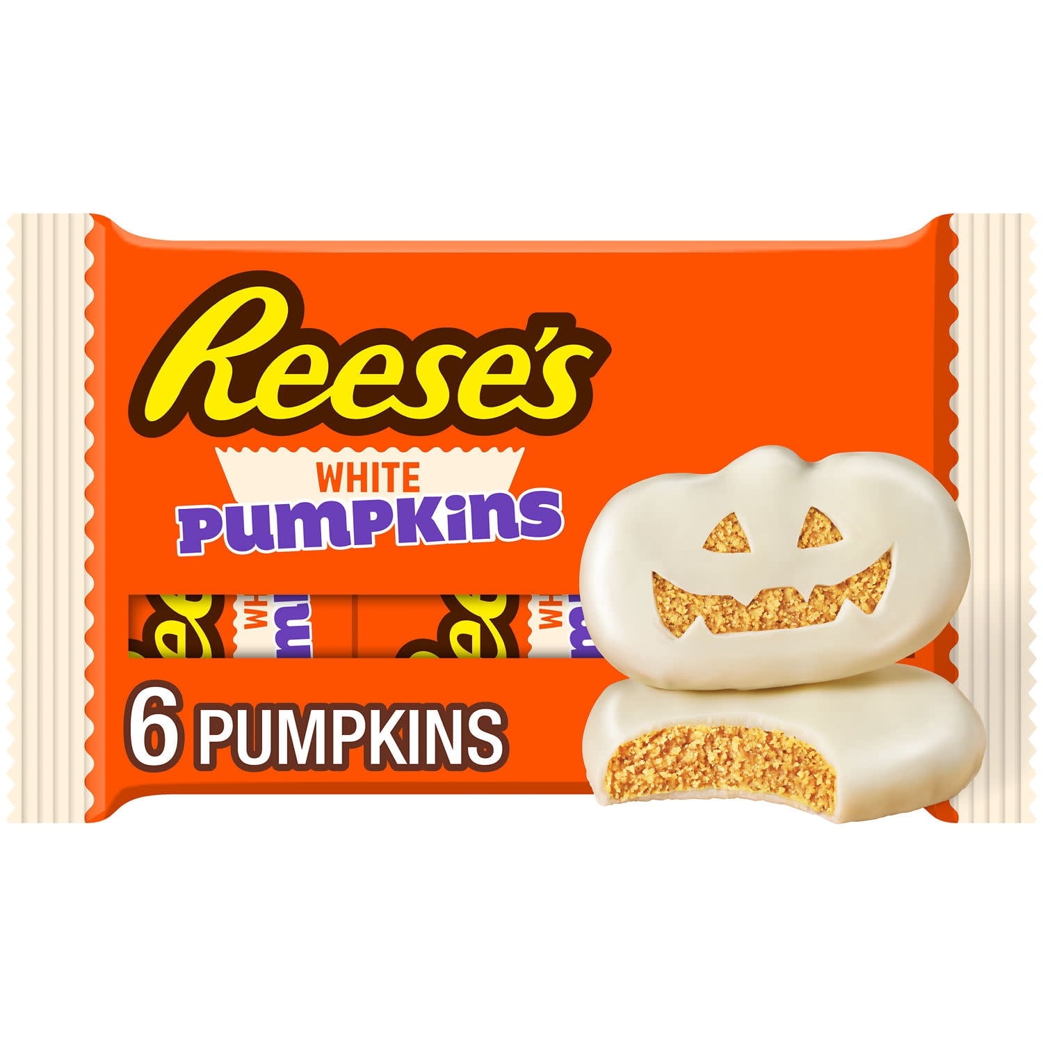 Reese's White Creme Peanut Butter Pumpkins Halloween Candy, Packs 1.2 oz, 6 Count