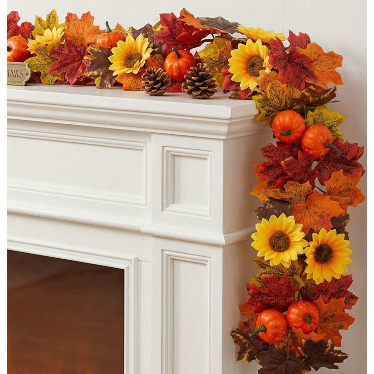 SCNOR Artificial Fall Oak Leaves 2-Pack, Faux Autumn Stems for Vase, Thanksgiving Halloween Table Decor