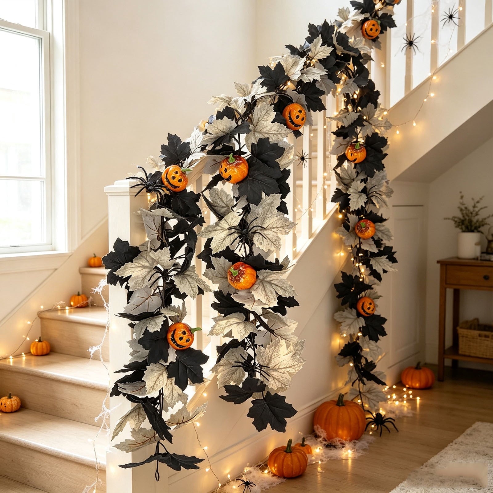 SCNOR Artificial Fall Oak Leaves 2-Pack, Faux Autumn Stems for Vase, Thanksgiving Halloween Table Decor