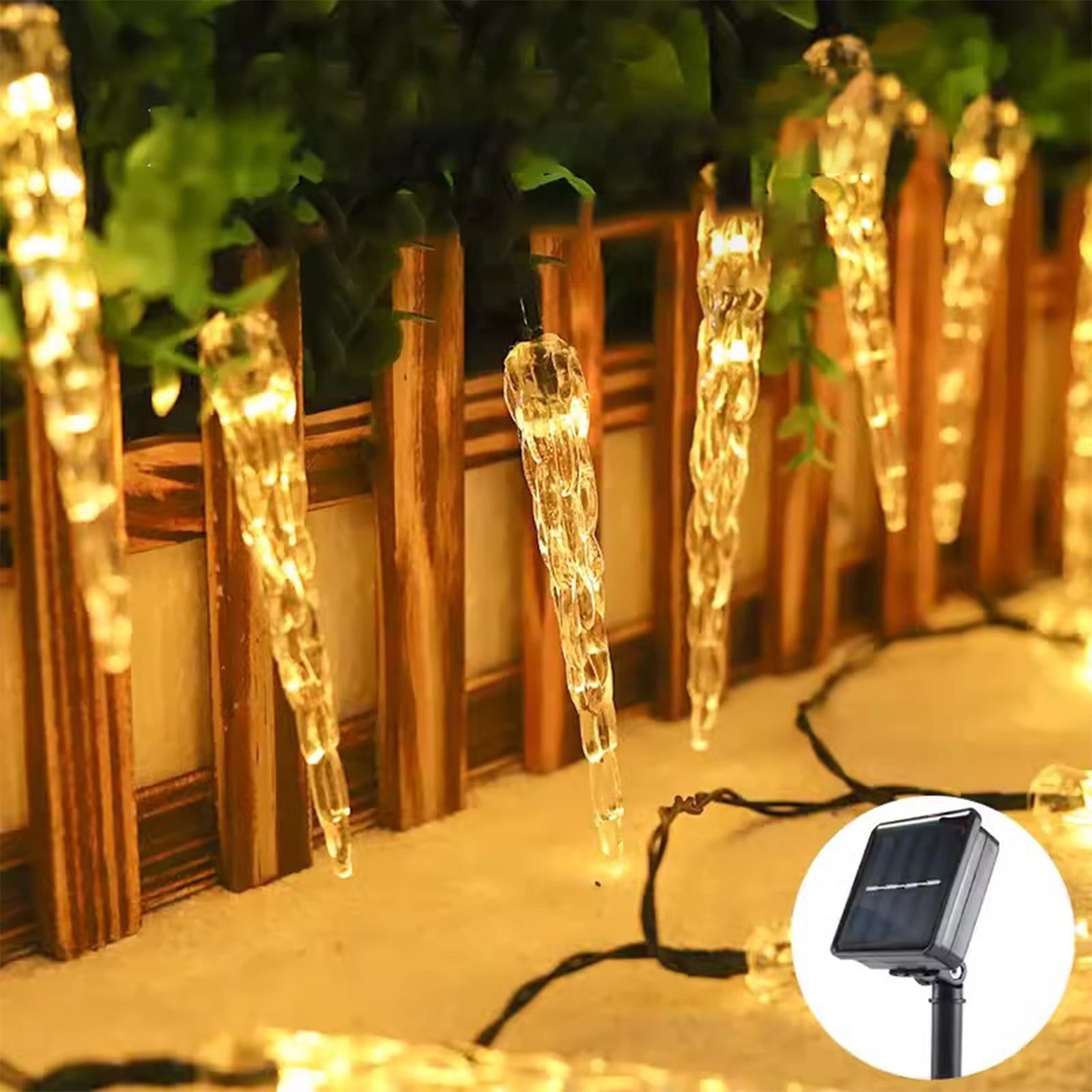 SCNOR Christmas Solar Icicle Lights 21ft 30 LED, Dusk to Dawn Outdoor Indoor Waterproof, Auto On/Off Holiday Decor
