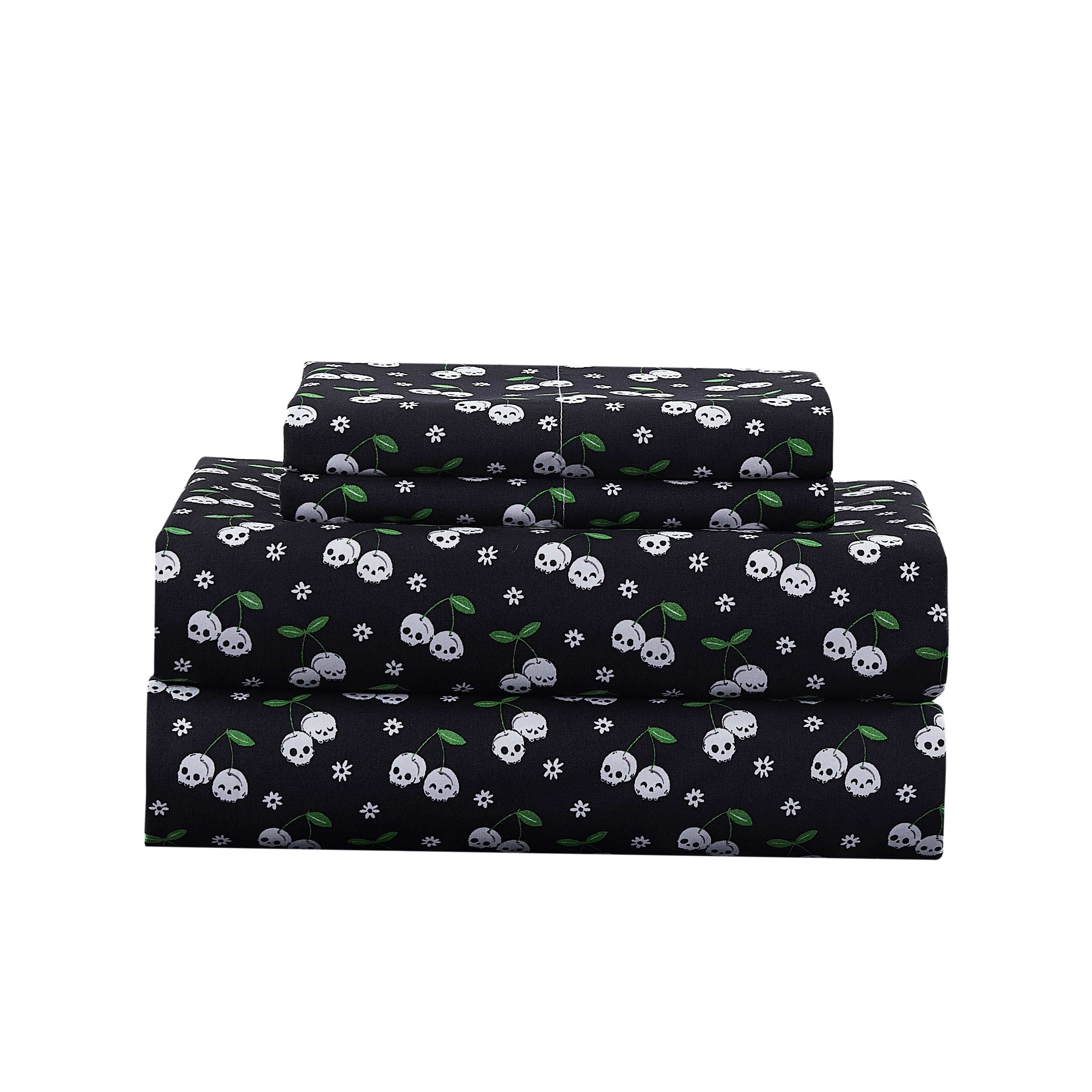 Summerween Crafted by Catherine Full 4-Piece Sheet Set, Black & White Nautical Ghosts