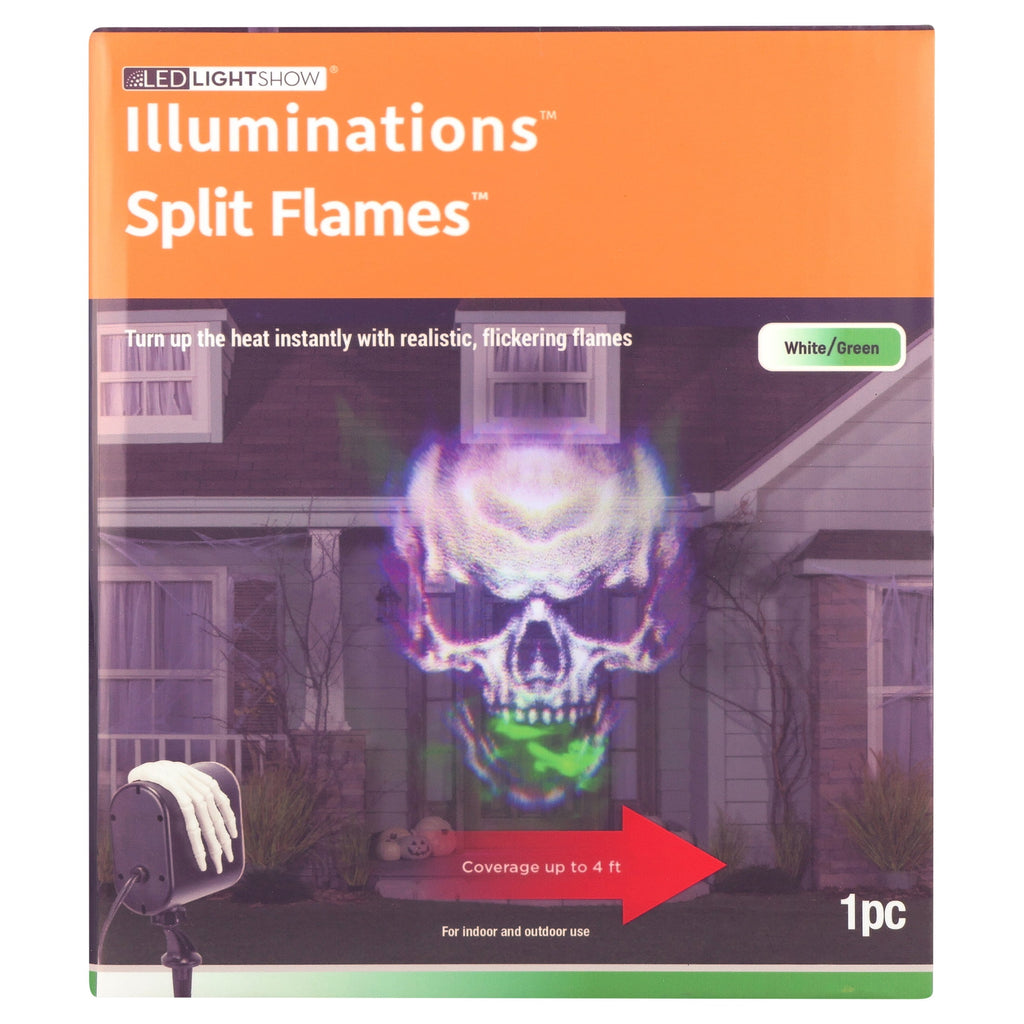 Halloween Lightshow Illuminations Plus Split Jaw Flaming Sinister Skull Projector Light Holiday Lighting by Way to Celebrate