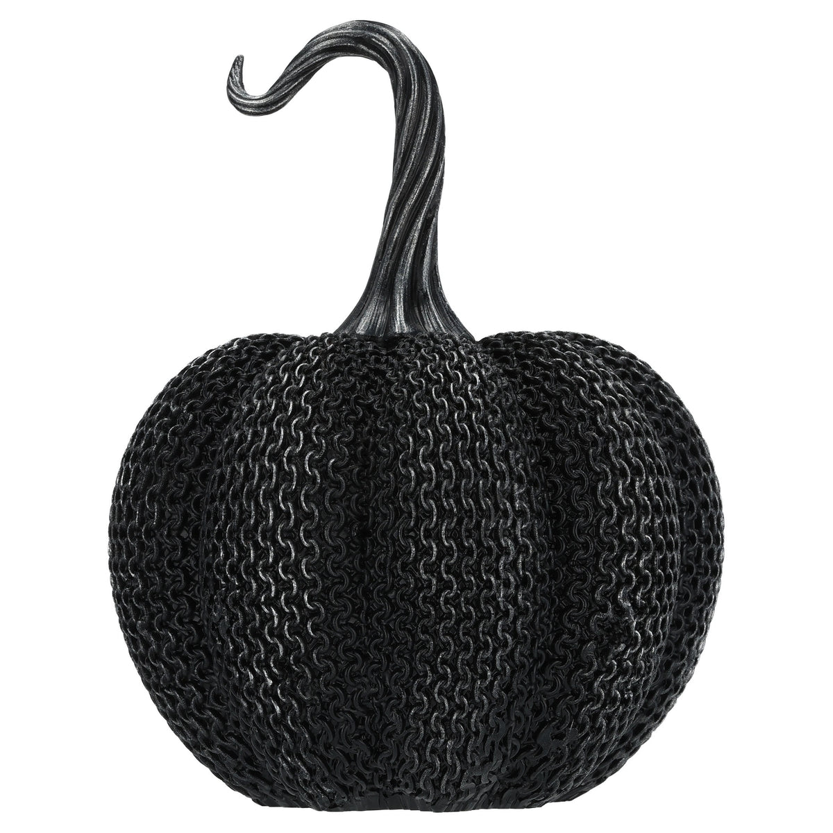 Resin Textured Pumpkin Decoration, Black, 7.75", Halloween by Way To Celebrate