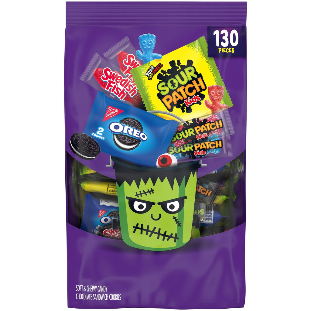 SOUR PATCH KIDS, SWEDISH FISH, and OREO Cookie & Candy Variety Pack, 130 Bags, Bulk Candy