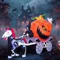 Joyfy 8ft Long Halloween Inflatables Outdoor Decorations,Spooky Pumpkin Carriage with Built-in LEDs,Blow Up Halloween Decoration for Yard