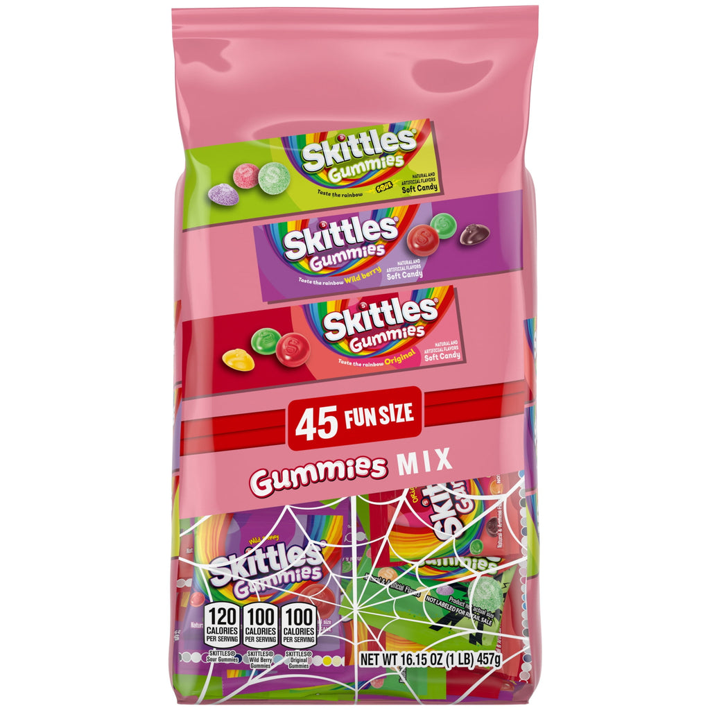 Skittles Gummies Fun Size Halloween Candy Variety pack Gummies Mix - 16.15 oz Bulk Bag