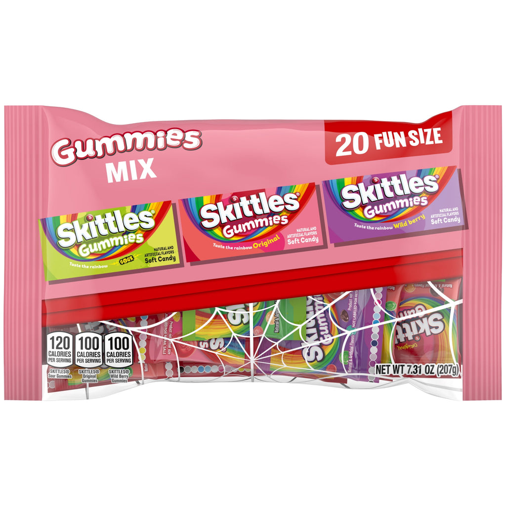 Skittles Gummies Fun Size Halloween Candy Variety pack Gummies Mix - 7.31 oz Bulk Bag