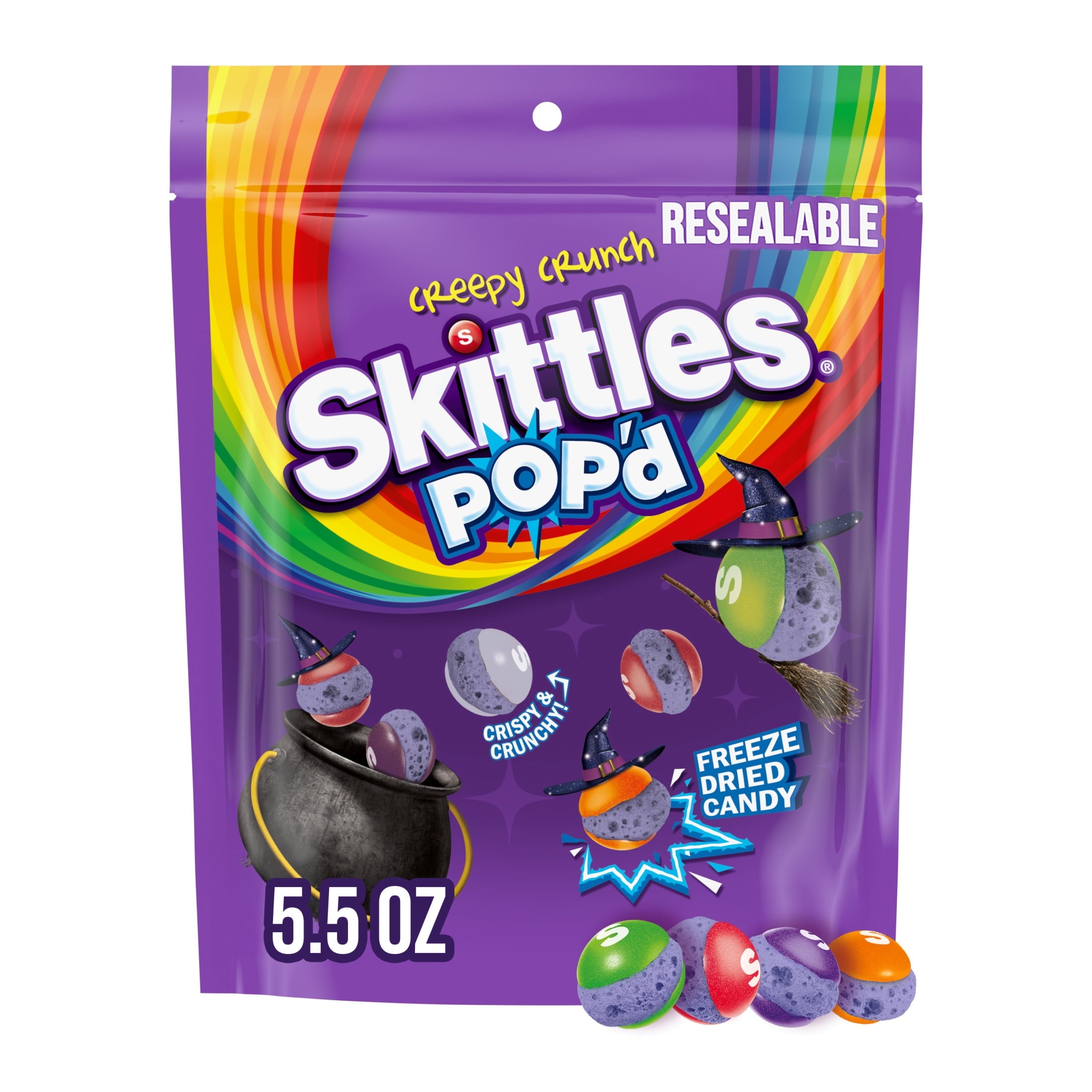 Skittles Pop'd Creepy Crunch Freeze Dried Halloween Candy - 5.5 oz Bag