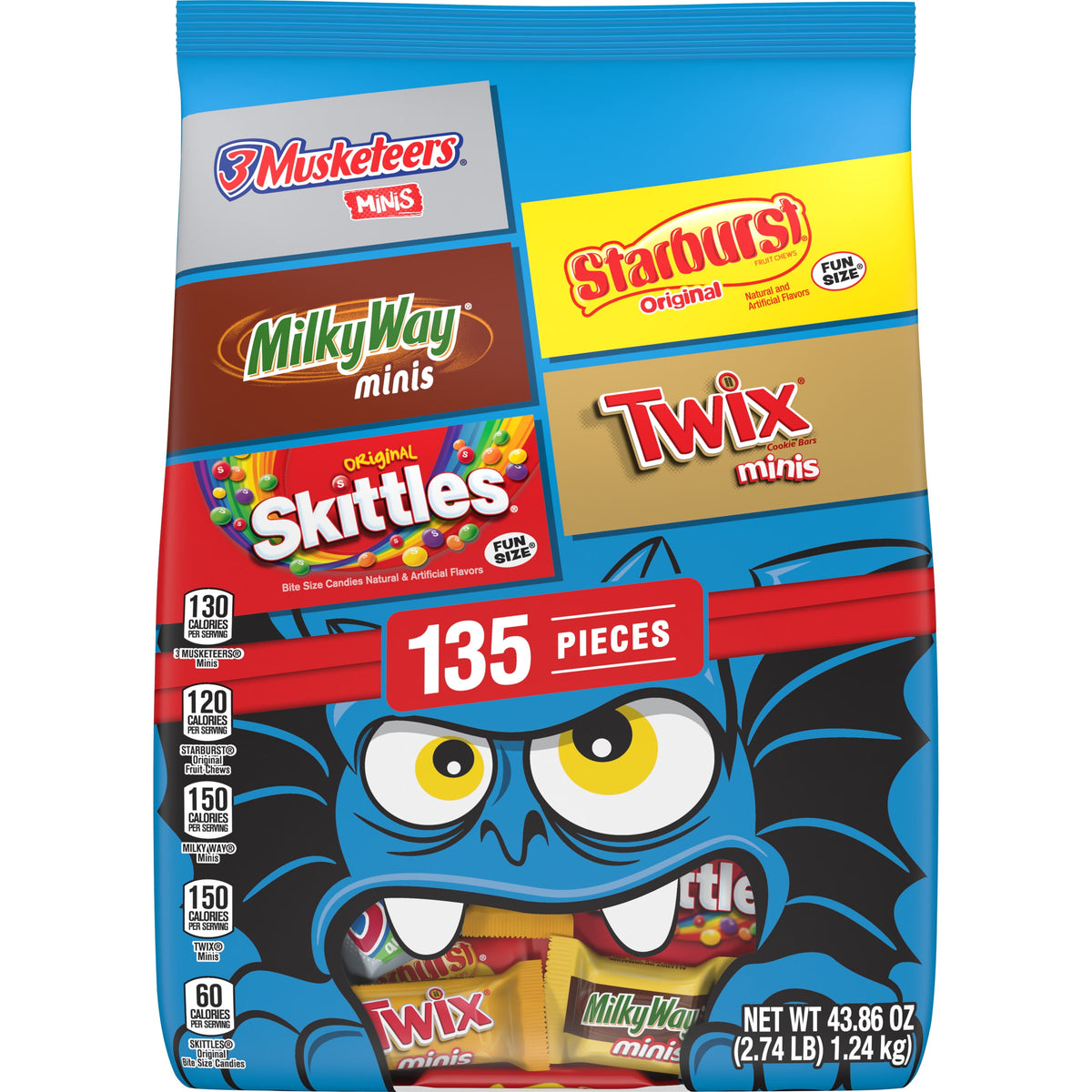 Skittles, Twix, Starburst & More Halloween Candy Variety Pack - 180 Ct Bulk Bag