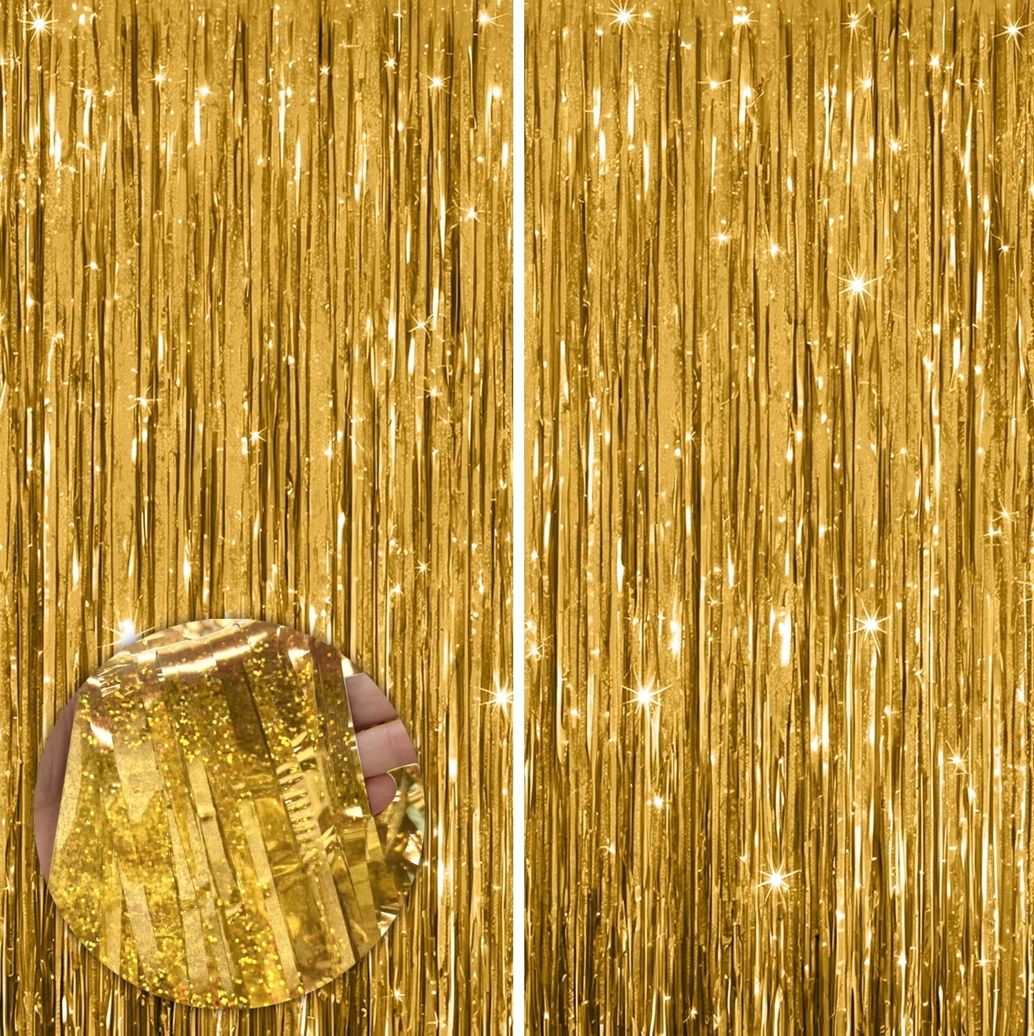 Sm:)e 2-Pack Light Bright Silver Foil Fringe Curtains for Events - Birthday, Wedding, Graduation, Christmas, Baby Shower, various festivals Decor Photo Booth Fun!