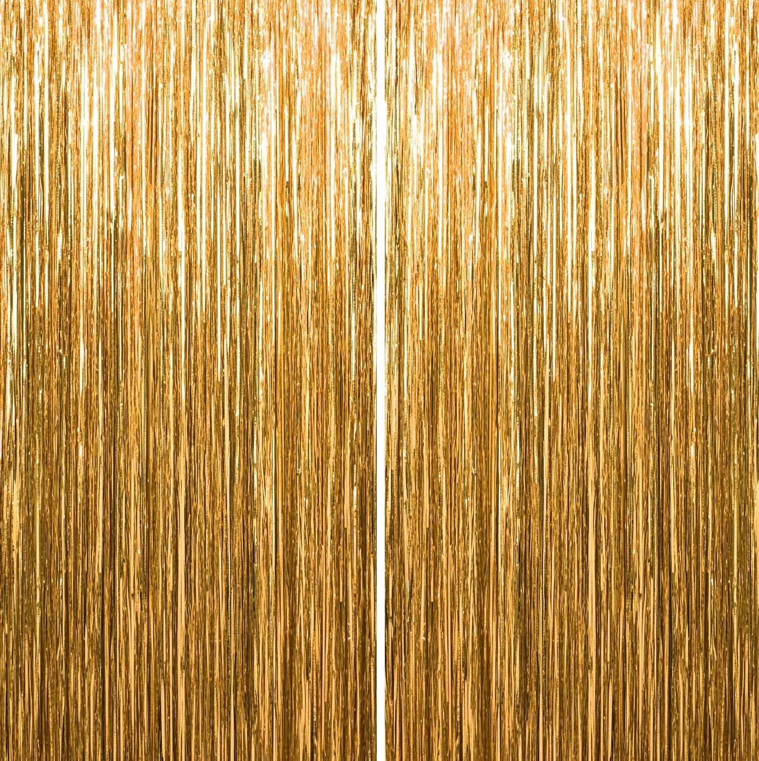 Sm:)e 2-Pack Light Bright Silver Foil Fringe Curtains for Events - Birthday, Wedding, Graduation, Christmas, Baby Shower, various festivals Decor Photo Booth Fun!
