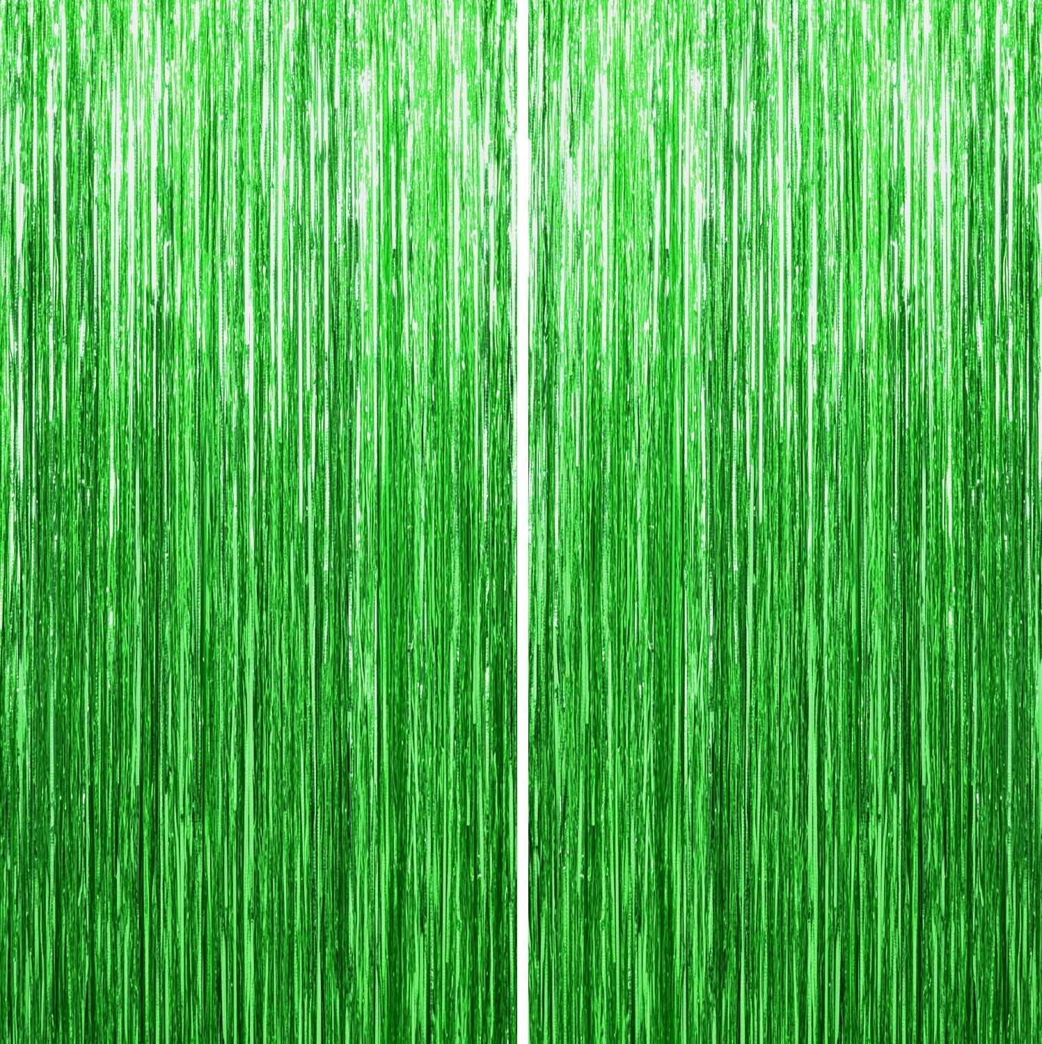Sm:)e 2-Pack Light Bright Silver Foil Fringe Curtains for Events - Birthday, Wedding, Graduation, Christmas, Baby Shower, various festivals Decor Photo Booth Fun!