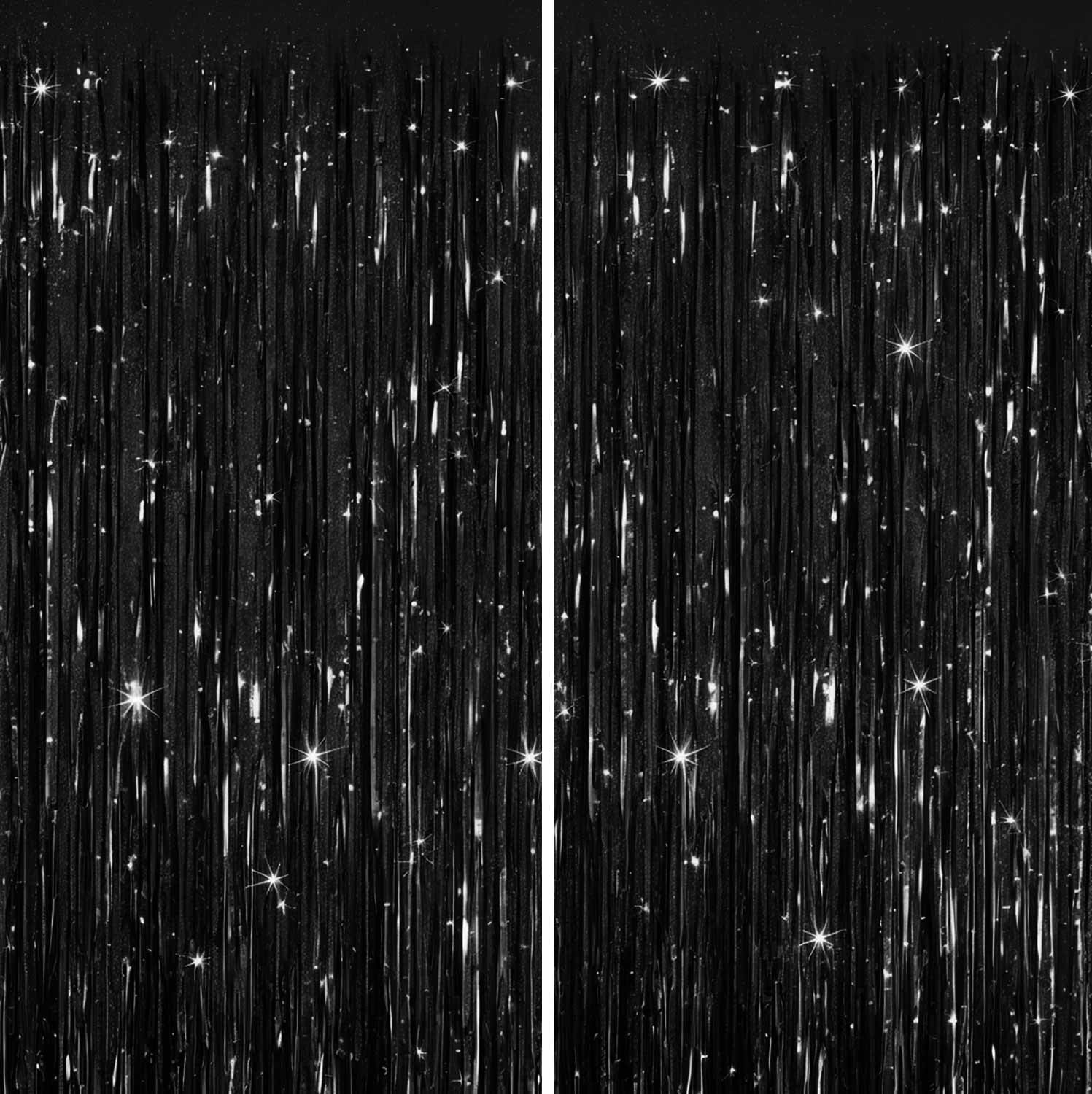 Sm:)e 2-Pack Light Bright Silver Foil Fringe Curtains for Events - Birthday, Wedding, Graduation, Christmas, Baby Shower, various festivals Decor Photo Booth Fun!