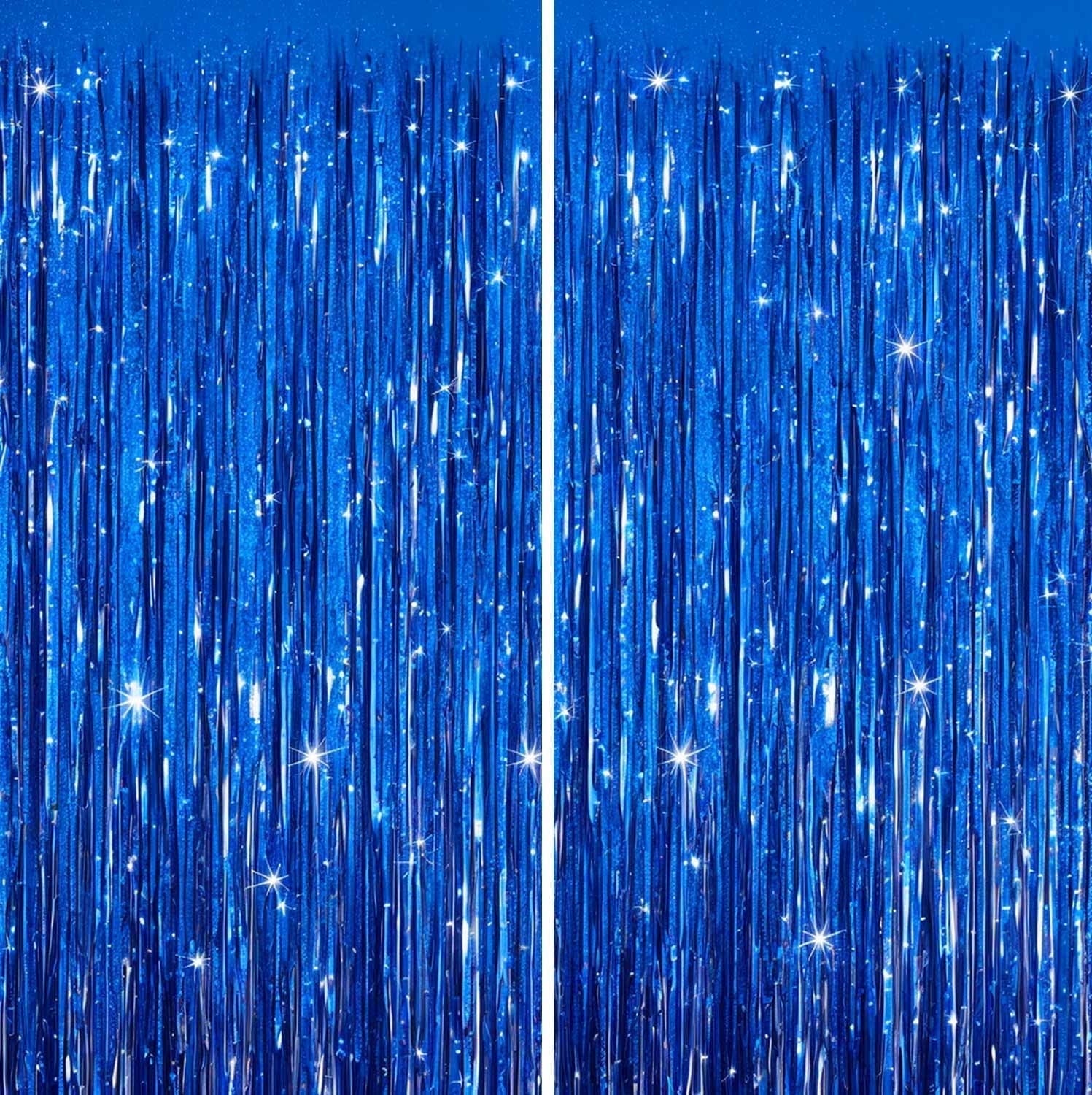 Sm:)e 2-Pack Light Bright Silver Foil Fringe Curtains for Events - Birthday, Wedding, Graduation, Christmas, Baby Shower, various festivals Decor Photo Booth Fun!