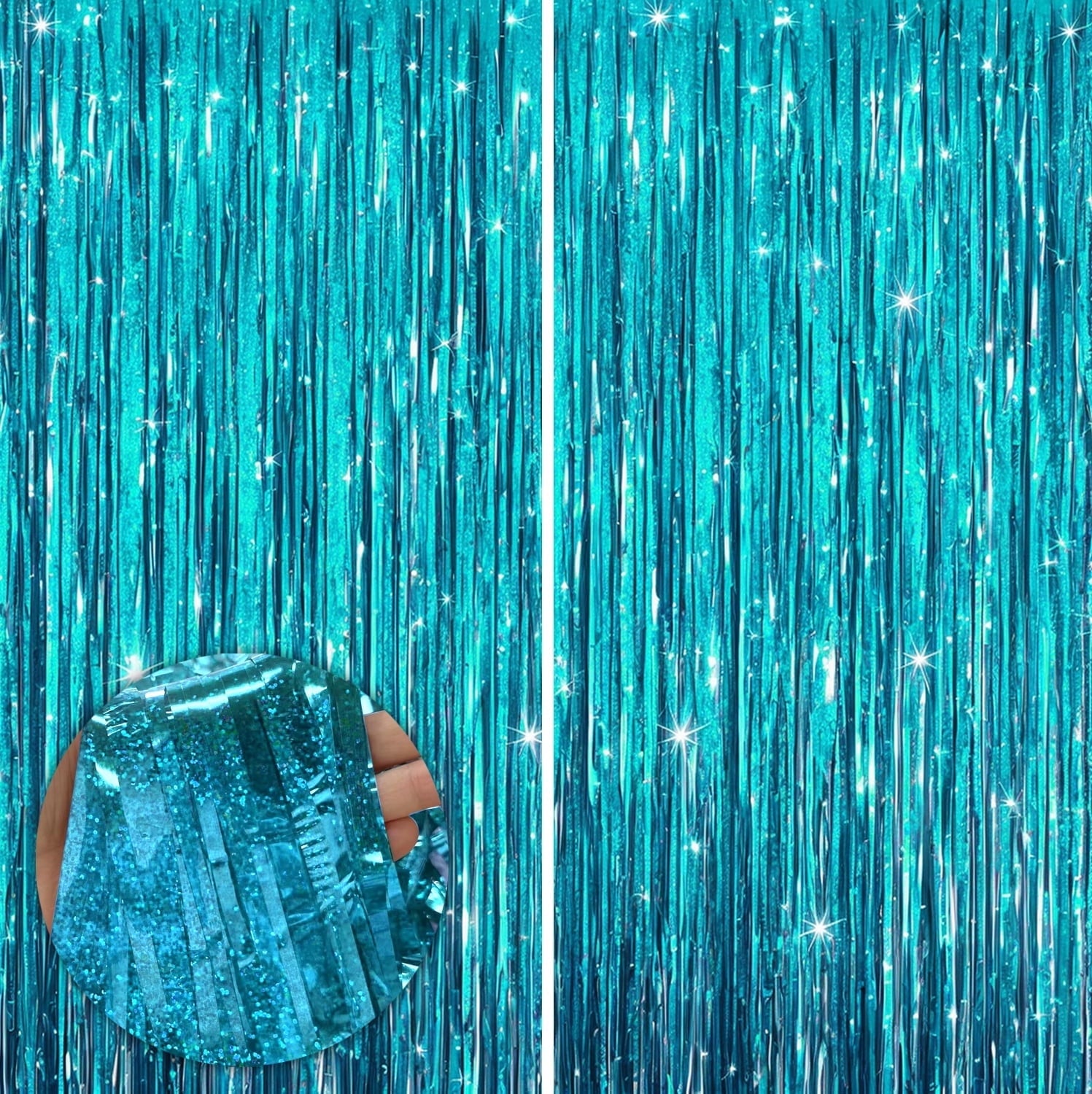 Sm:)e 2-Pack Light Bright Silver Foil Fringe Curtains for Events - Birthday, Wedding, Graduation, Christmas, Baby Shower, various festivals Decor Photo Booth Fun!