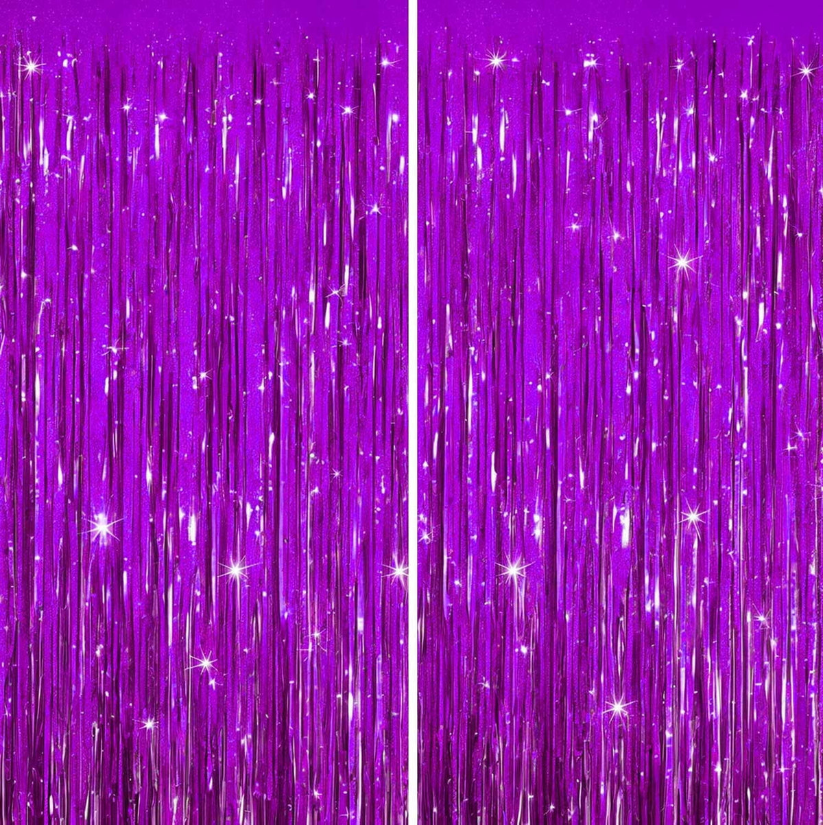 Sm:)e 2-Pack Light Bright Silver Foil Fringe Curtains for Events - Birthday, Wedding, Graduation, Christmas, Baby Shower, various festivals Decor Photo Booth Fun!