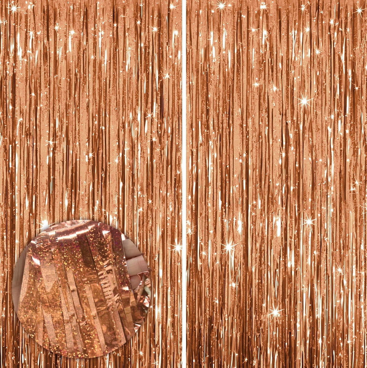 Sm:)e 2-Pack Light Bright Silver Foil Fringe Curtains for Events - Birthday, Wedding, Graduation, Christmas, Baby Shower, various festivals Decor Photo Booth Fun!